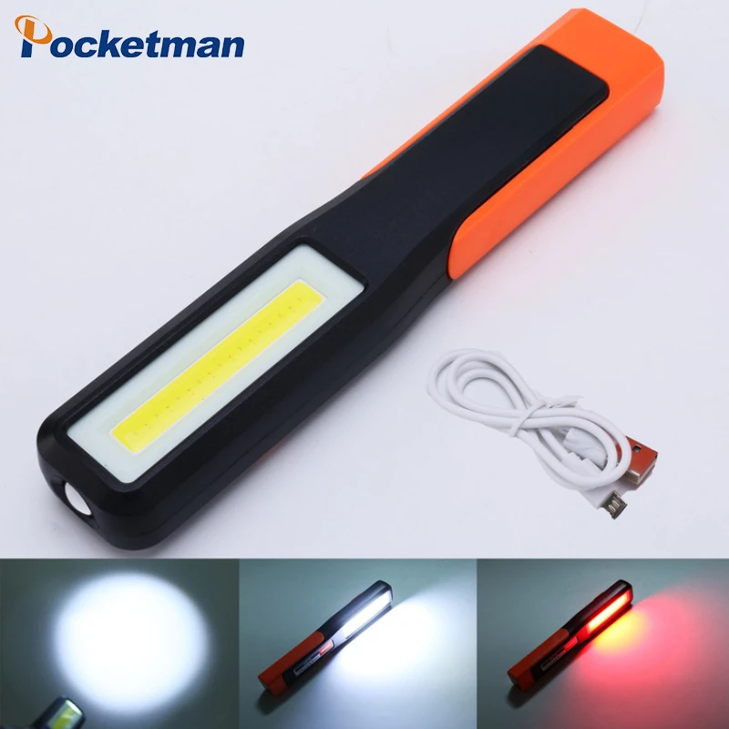 

COB LED Work Light Car Garage Mechanic Lamp USB Rechargeable Flashlight with Magnetic Torch Emergency Light Warning Lantern