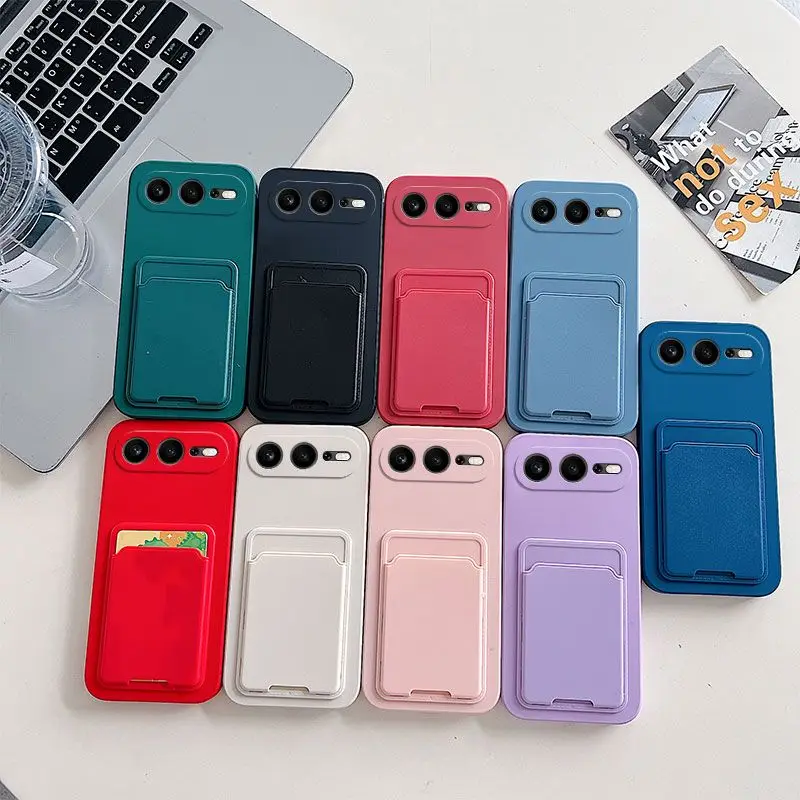 Candy Color Wallet Card Holder Phone Case