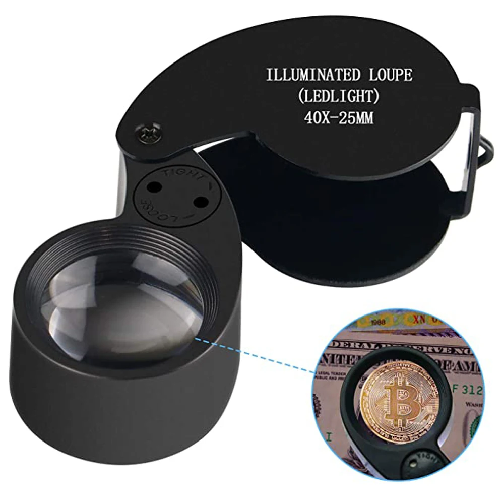 40X-25mm LED Illuminated Jewelers Loupe Magnifier With Light Diamond Eye Magnifying Glass For Jewelry Antiques Coins Stamps for Jewelry Magnifier Jewelry Magnifying Glass Magnifying Glass Magnifying Glass Lamp