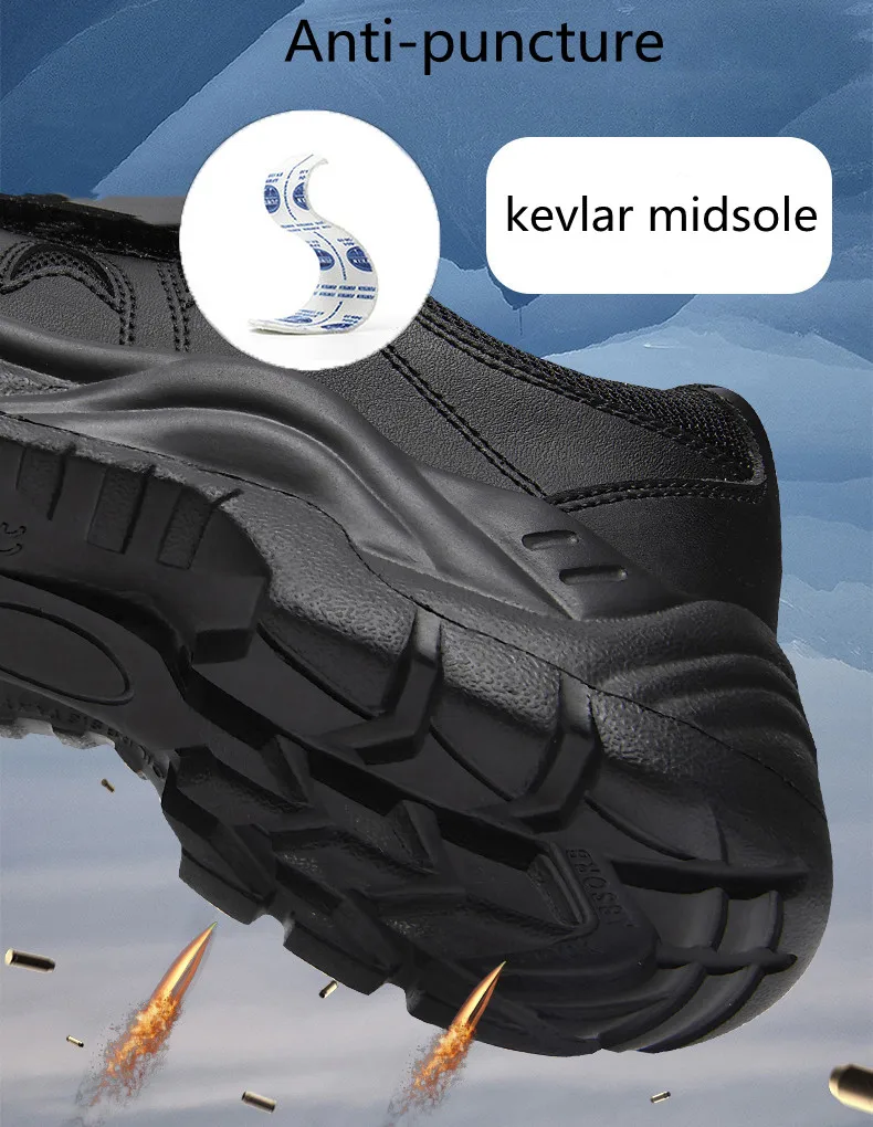 big size men fashion steel toe caps work safety shoes soft leather worker security boots black white safe sneakers man footwear