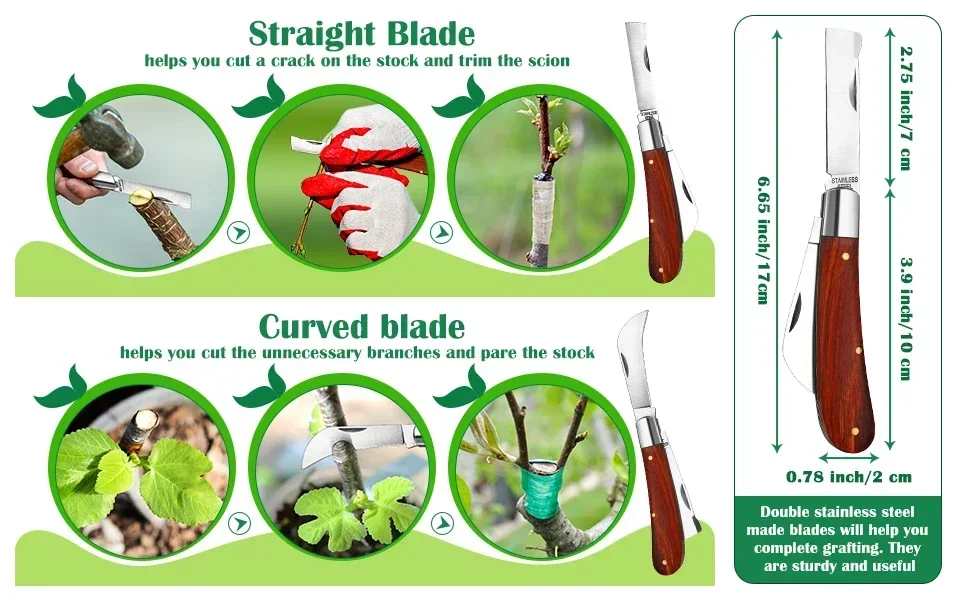 Folding Grafting Knife Grafting Tools Stainless Steel Folding Pruning Knife Bud Grafter Fruit Tree Plant Grafting Pruning Tool