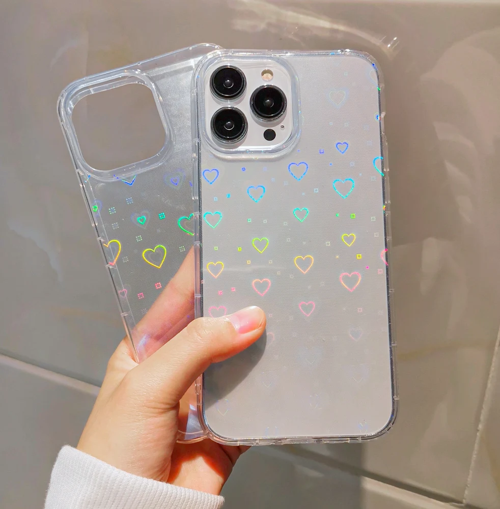 Love Heart Lase Case For Xiaomi Poco X3 Pro Case For Xiaomi Redmi Note 10 9 9S 8 11 7 Pro 8T 9C 9A 10 Poco M4 X3 M3 F3 Pro Cover