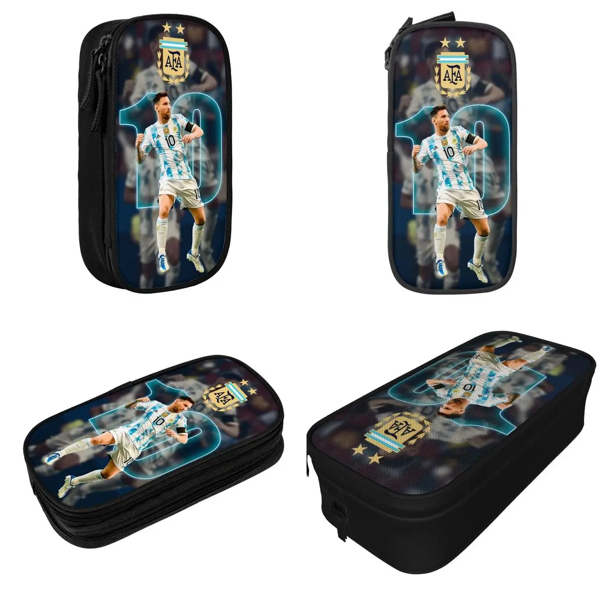 Soccer Messi Pencil Case Argentina Football Pen Box Bags Girls Boys Large Storage School Supplies Zipper Pencilcases 2