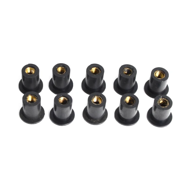 10 Pcs M4/M5/M6 Pare-Brise Wellnut,Écrou De Puit Écrou De Pare-Brise De Moto Boulon De Pare-Brise En Caoutchouc Et Laiton Métrique Boulon De Vis De Pare- Brise (Convex Type, M5
