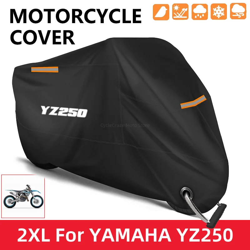 

Motorcycle Cover Waterproof Outdoor Scooter UV Protector Dust Rain Cover For YAMAHA YZ 250 YZ250 YZ250F YZ250X YZ250FX