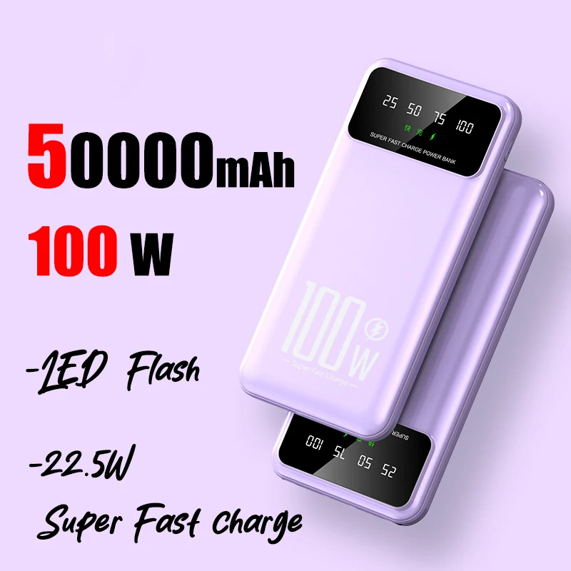 50000Mah 100W Super Fast Charging Power Bank Caricabatterie Portatile Super Veloce Powerbank Per Iphone Huawei Samsung Nuovo