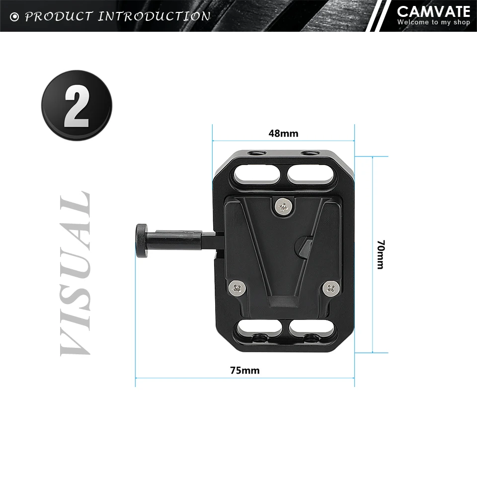 Mini V Lock Mount Female Adapter Quick Release With 1/4"-20 Mounting Slots For D