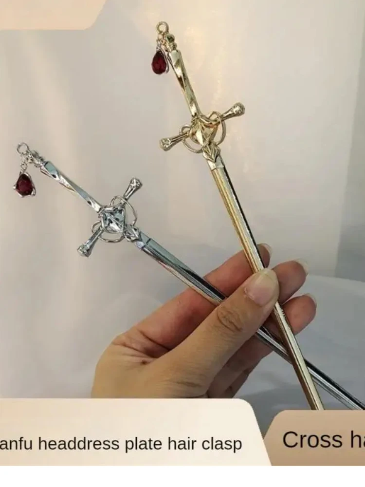 Sword Hairpin Hair Jewelry Chinese Metal Hair Sticks Women DIY Hairstyle Headwear Design Tools hair accessory