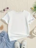 Summer Baby Girl White Clothes Kid Girls Casual Rainbow Printed T-shirts Children Fashion Crew Neck Short Sleeve Top 2