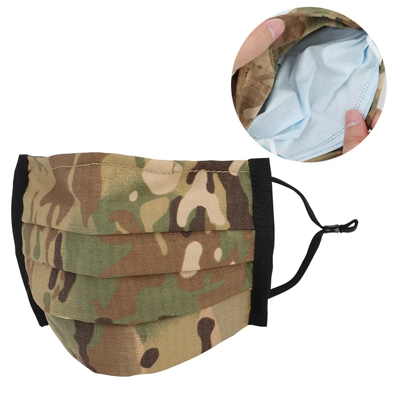 

Tactical Camo Breathable Mask Dustproof Protective Face Mask Plus Anti-dust Hunting Mask Washable Disposable Masks Cover