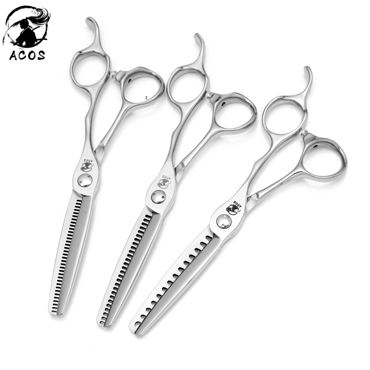 ACOS Professionelle Friseurschere aus japanischem 440C-Stahl, 6 Zoll, Ausdünnungsschere mit umgekehrter Klinge, geeignet für Salon und Familien-Styling – Detail 1