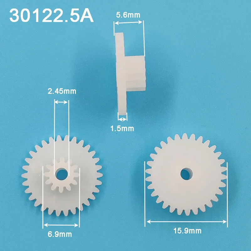 30122.5A 0.5M Plastic POM Gear Diameter 16mm 30 Teeth 12 Teeth Double Layer Gear 2.5mm Hole DIY Toy Parts Accessories 30+12t
