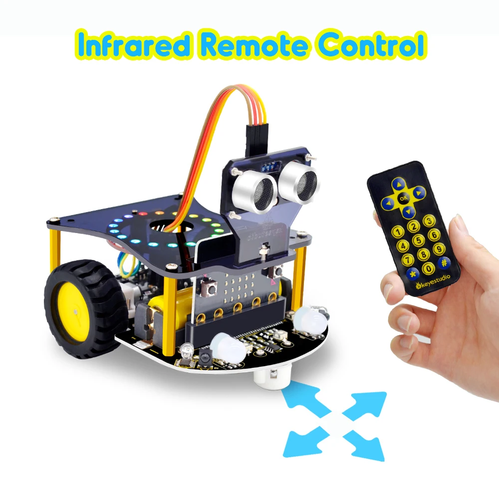 Keyestudio Microbit V2 Robot Car Kit for BBC Microbit V2 Smart Cars for Makecode & Micropython Programming Kids STEM Toys 