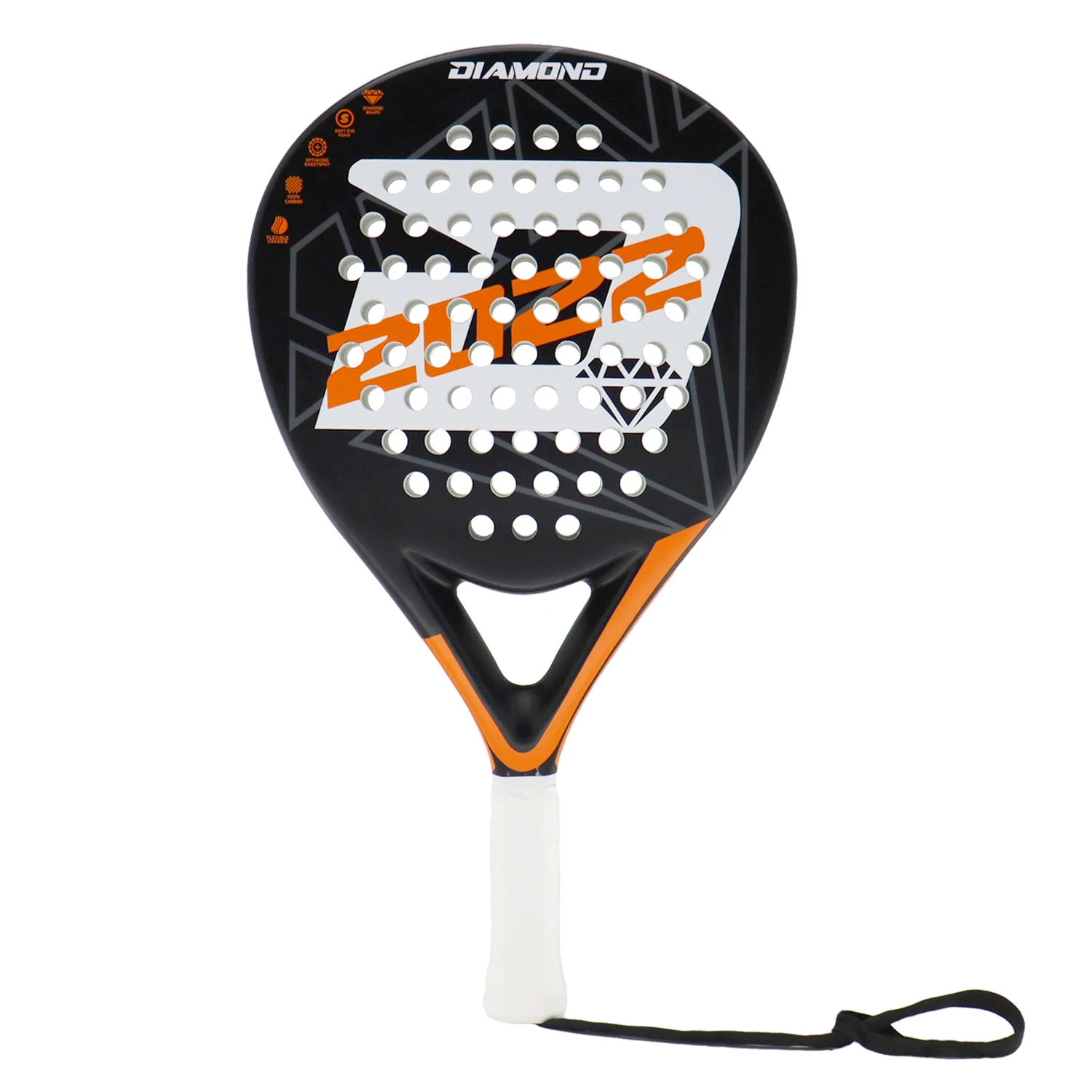 Padel Racket Full Carbon Fiber Soft EVA Foam Grip High Balance For Beginner and Intermediate Players
