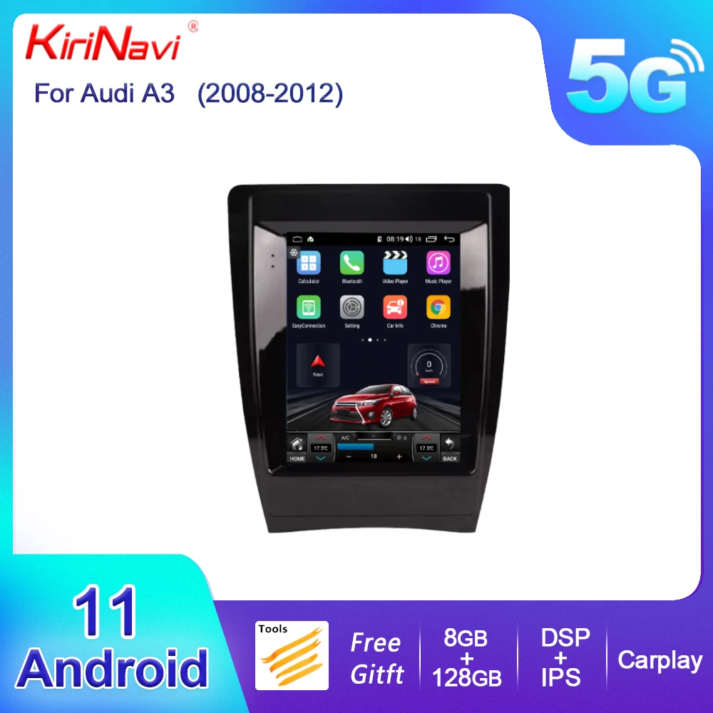 

KiriNavi Vertical Screen Tesla Style Android 13 For Audi A3 2008-2012 Car Radio DVD Player Auto GPS Navigation 4G WIFI Stereo
