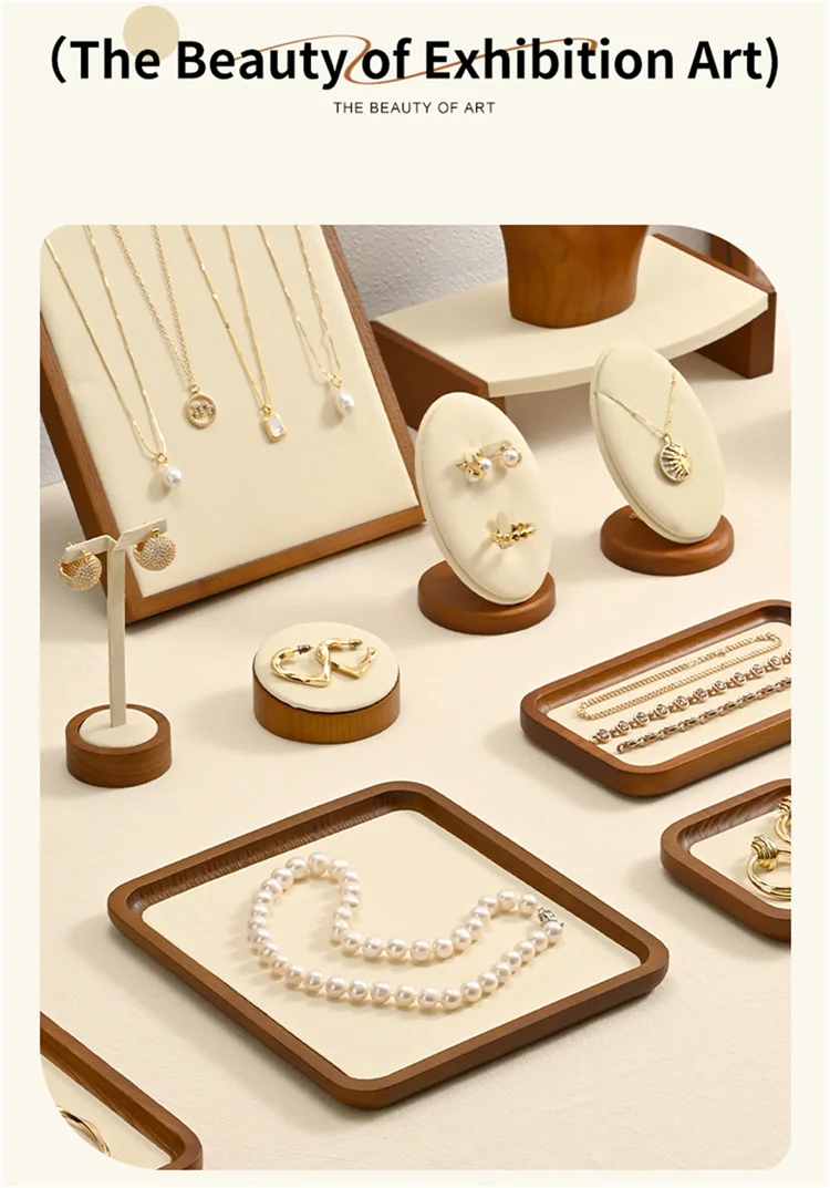 WoodTen Solid Wood Jewelry Tray Retro Ring Earring Display Necklace Bracelet Watch Jewelry Tray Stackable Jewelry Organizer Tray