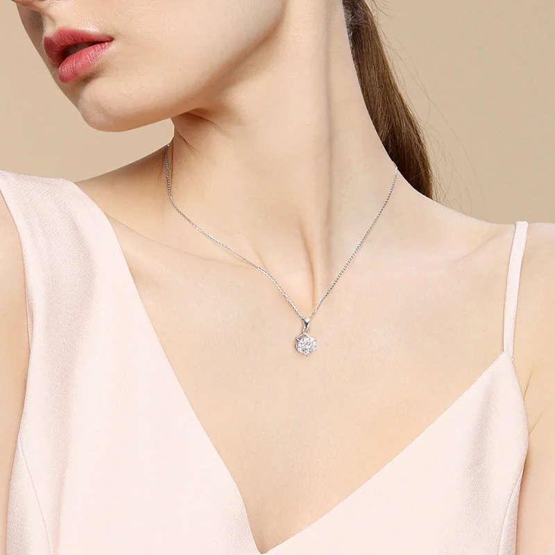 Pendant necklace moissanite necklace OEVAS Real 1 Carat D Color Moissanite Bridal Pendant Necklace 925 Sterling Silver Wedding Party Fine Jewelry Gift
