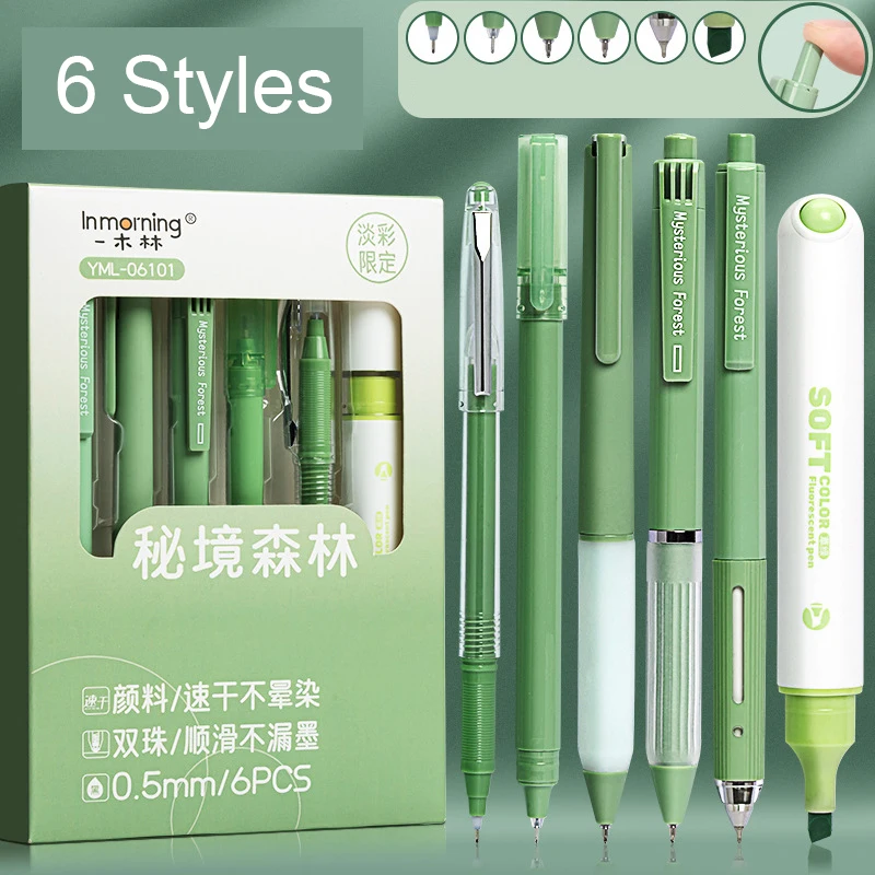 6PackPastelGelInkPenSetBlackInkPenswith1PackHighlighterfor