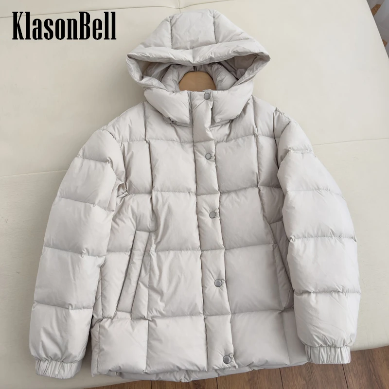 

12.28 KlasonBell Hooded Goose Down Keep Warm Jacket Female Hat Detachable Thick Keep Warm Casual Zipper Down Outerwear Women