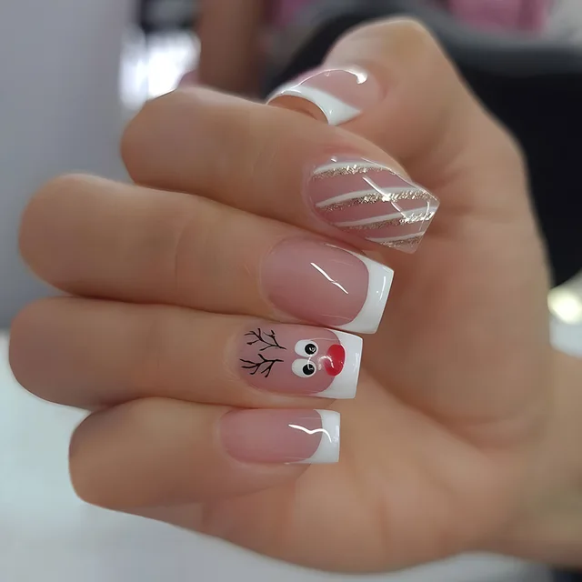 24pcs-False-Nail-Full-Cover-Fake-Nail-Elegant-Pink-Gradient-Glitter-French-Short-Nails-Coffin-Short jpg
