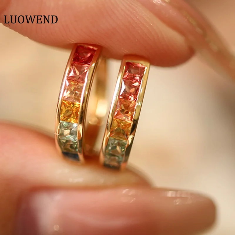 LUOWEND 18K Yellow Gold Earrings Real Natural Aquamarine Classics Shape Exquisite Party Fine Women Engagement High Jewelry hard pen copybook song huizong slender gold calligraphy book chinese classics poem running regular script cuaderno para copiar