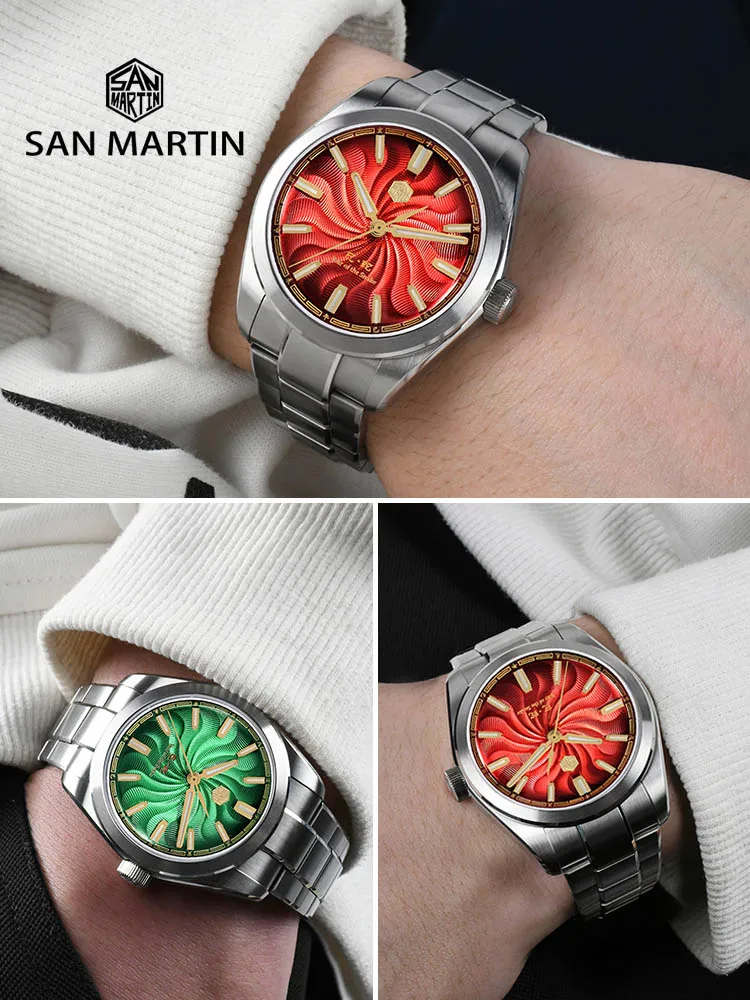 San Martin 2025 Guilloche Dial Snake Year Limited 39mm Miyota 90S5 Clear Caseback Men Automatic Mechanical Watch Luminous SN0144 3