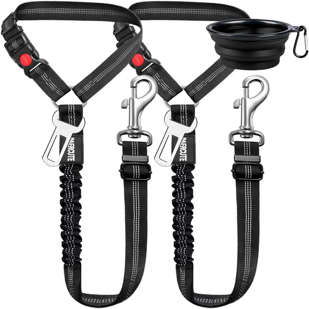 

3 Piece Set Dog Car Seat Belt Headrest Restraint Adjustable with Elastic Bungee Buffer Durable Headrest Pet Seat Belt Dog Car