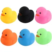 3PCS Yellow Duck Floating Duck Squeeze Sound Toy Floating with Squeeze Sound Yellow Duck Baby Bath Toys Soft Rubber 2