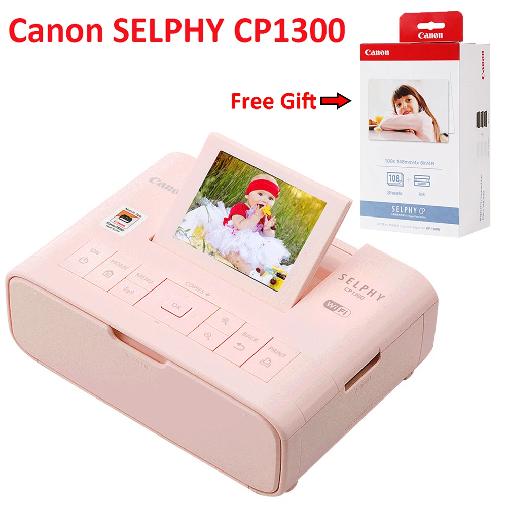 캐논 Selphy CP1300 무선 휴대용 와이파이 컴팩트 포토 프린터 1 박스 KP-108IN 인화지