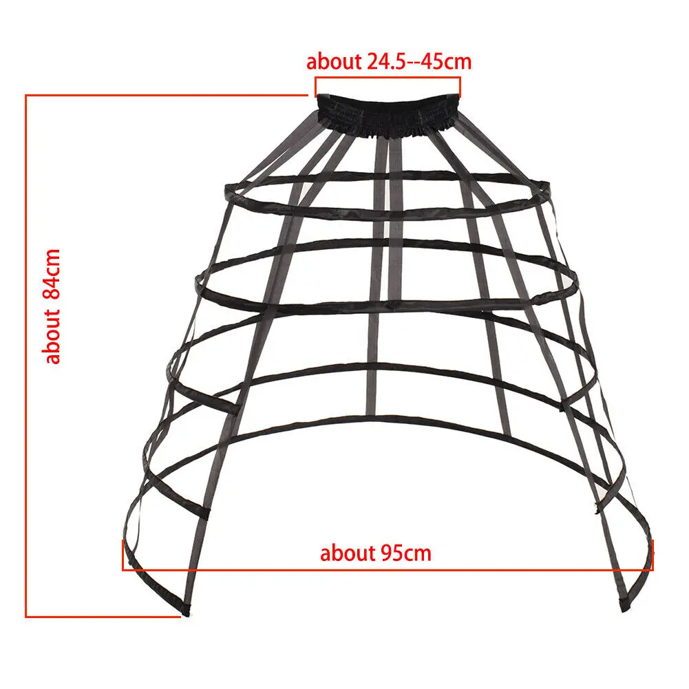 Lolita 5 Hoop Crinoline Split Birdcage Petticoat Skirt Bustle Pannier 2 Colors