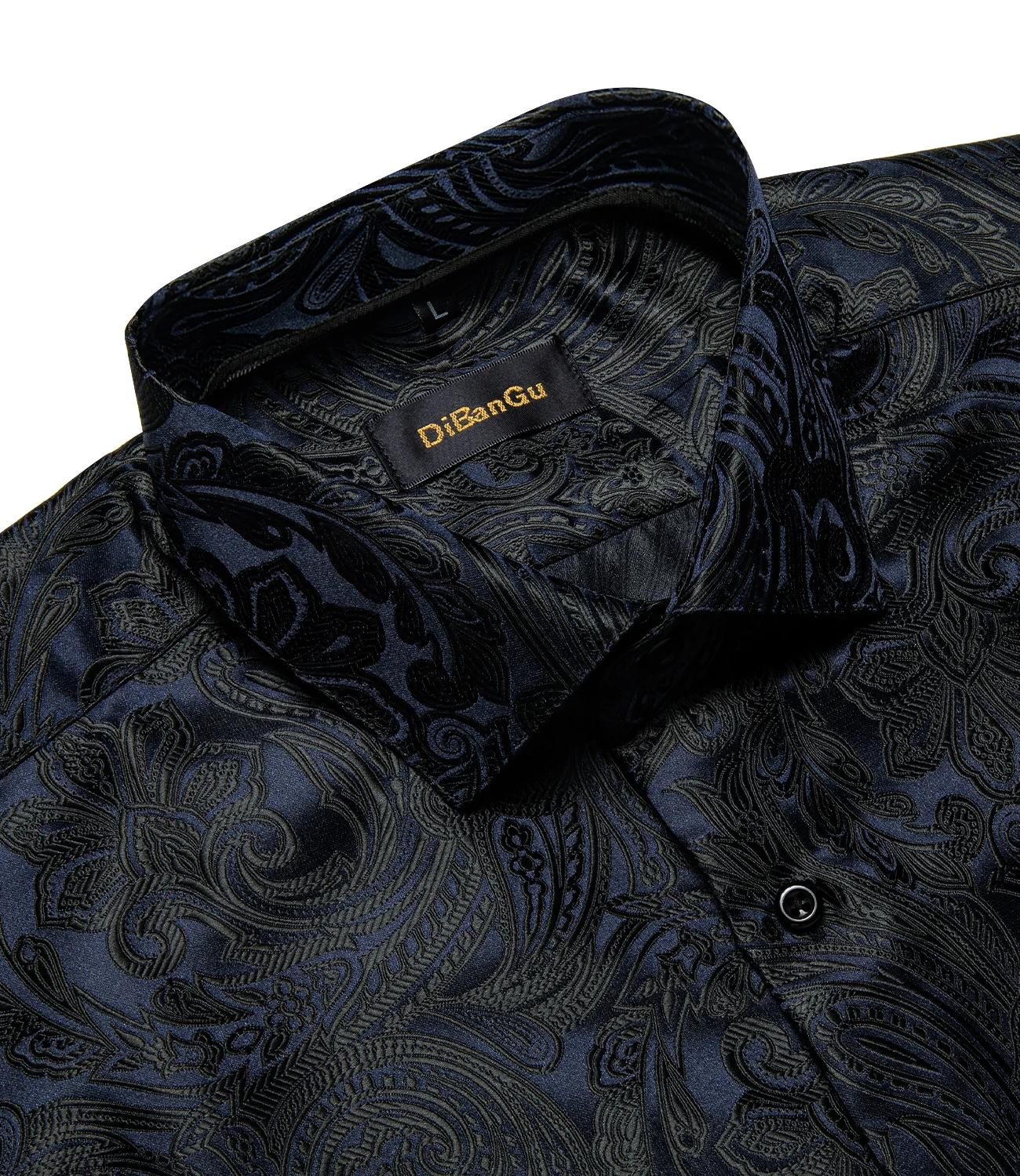 Luxury Blue Black Paisley Silk Shirts for Men Long Sleeve Wedding Party Prom Tuxedo Dress Shirt Casual Designer Clothing mens dress shirt