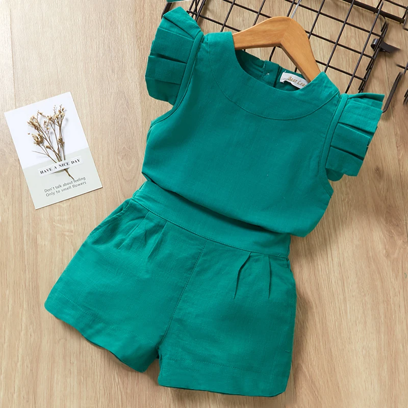 Kids Girls Clothing Sets Summer New Style Brand  Baby Girls Clothes short Sleeve T-Shirt+Pant Dress 2Pcs Children Clothes Suits 1