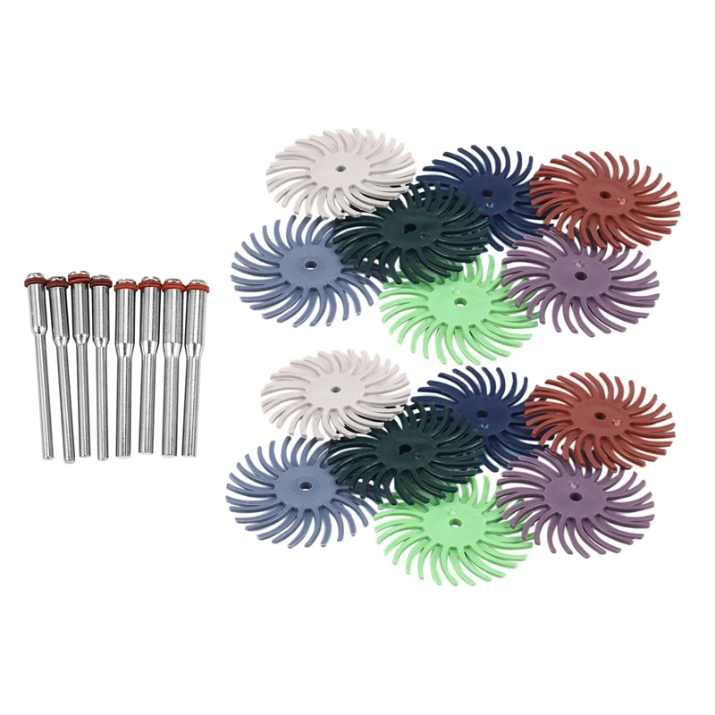 

64Pcs 1 Inch Radial Bristle Disc Kit Abrasive Brush 3 And 2.35Mm Shank Detail Polishing Wheel For Rotary Tool Accessories