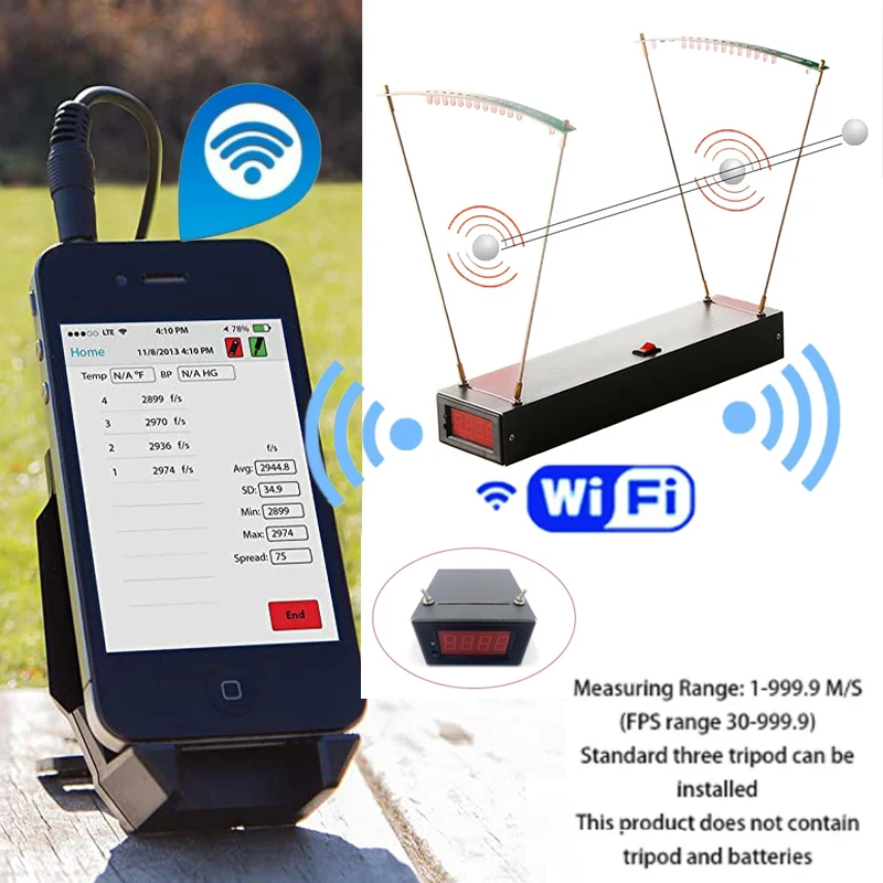 Met Wifi 30 9999 Fps Velocimetrie Snelheid Meetinstrumenten Slingshot
