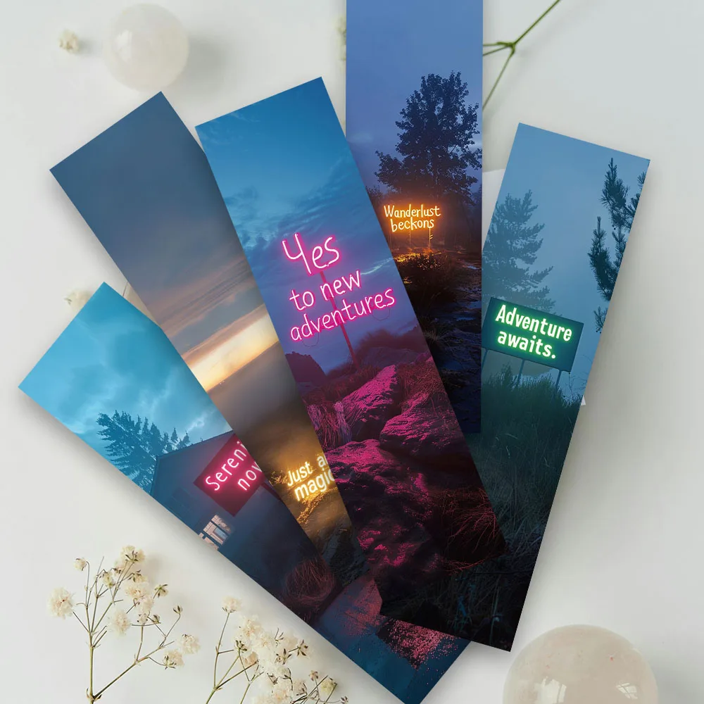 30pcs Aesthetic Neon Light Motivational Phrases Paper Bookmarks DIY Library Office Page Marking Readers Page Marker Student Gift