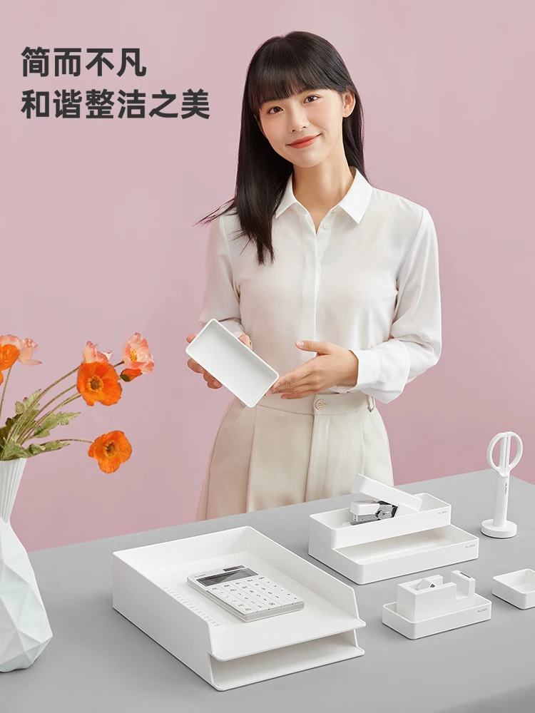 Deli NS001 Desk Organizer Set File Cabinet Documents Box Multi-storey Desktop Office Stationery Collection Set