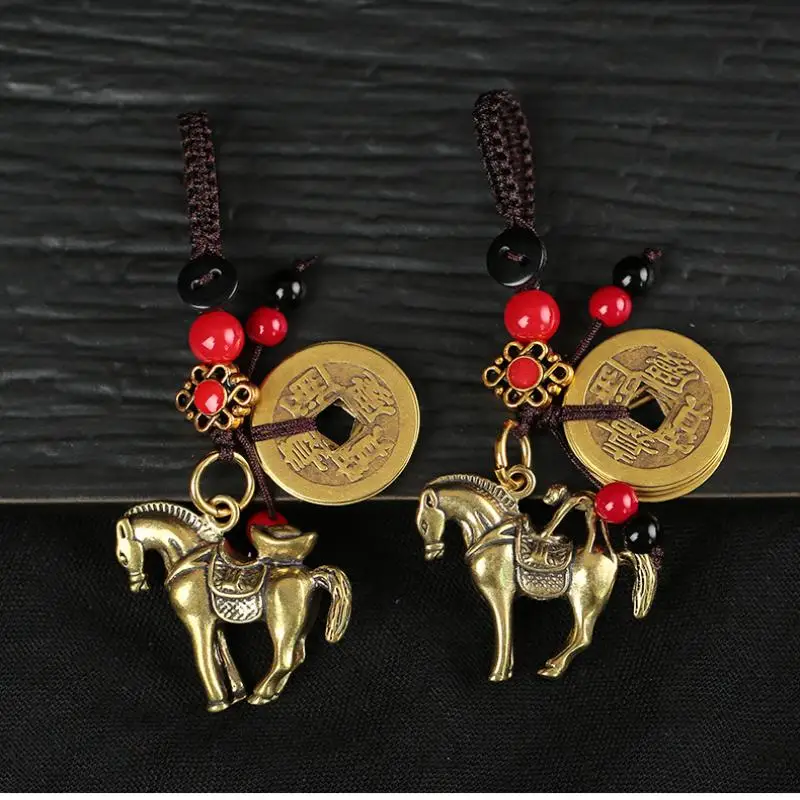 2026 Year Of Chinese Zodiac Horse Lucky Pendant Keychain Copper Feng Shui Wealth Key Ring Women Men Bag Charm Jewelry Gift