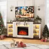 72" LED Electric Fireplace with Mantel, Fireplace TV Stand for 80 Inch TV, Modern Entertainment Center with Storage 1