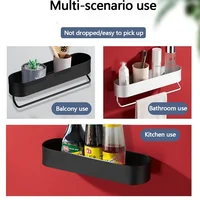 ติดผนังห้องน้ําชั้นเก็บ Non Perforated Space อลูมิเนียมห้องน้ํา Rack เครื่องสําอางชั้นวางอุปกรณ์ห้องน้ํา 6