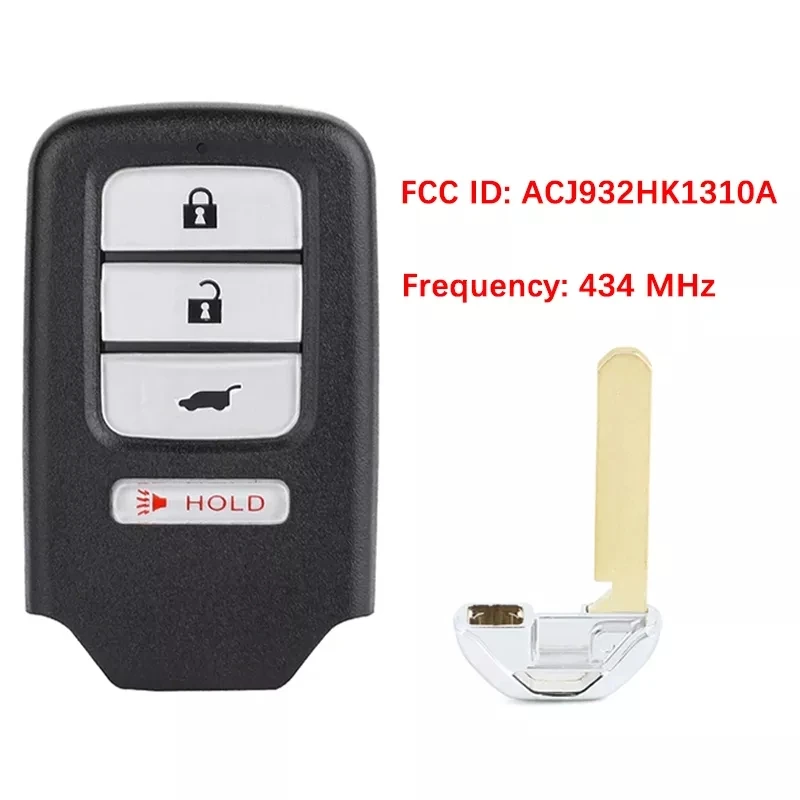 

CN003150 Aftermarket 4 Button Smart Key For 2016-2016 Honda CR-Z Remotes PN Number 72147-SZT-A01 ACJ932HK1310A 433Mhz