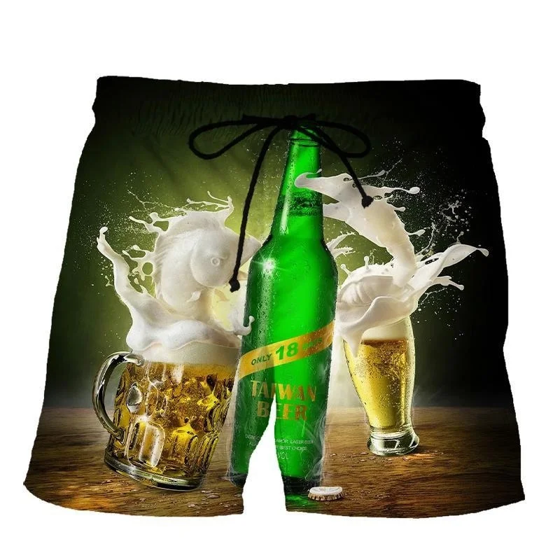 3D Print Funny Beer Beach Shorts For Men Hip Hop Cool Oversized Short Pants Summer Fashion Casual Swim Trunks Male Clothing 3