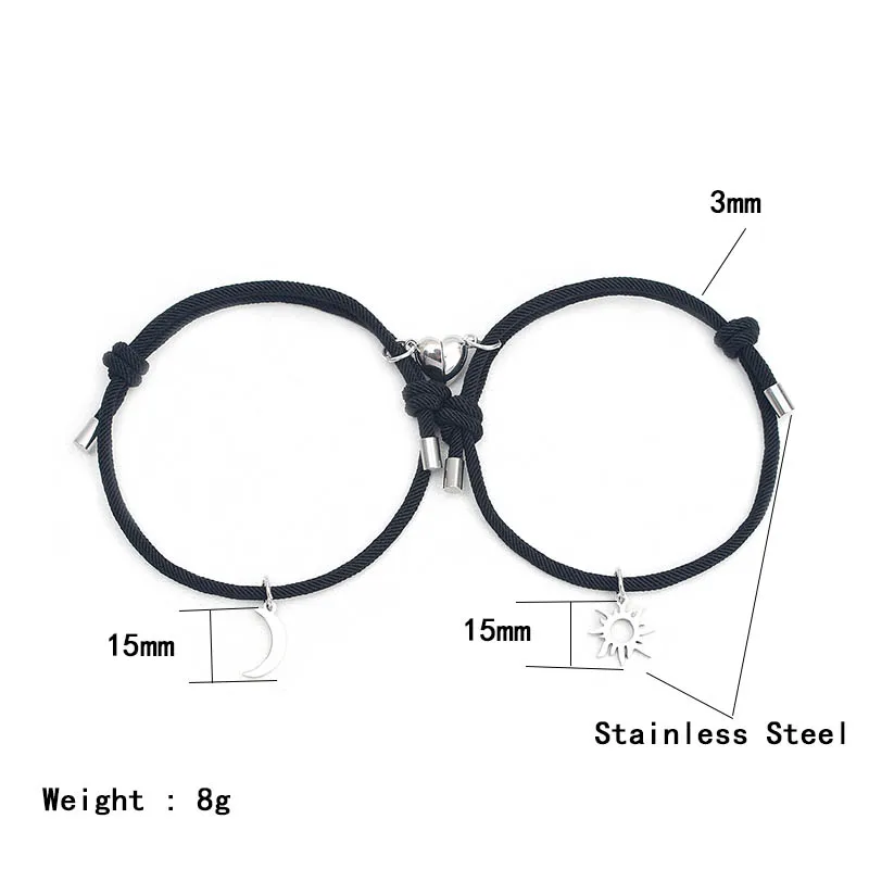 Magnetic Couple Heart Bracelet Set for Valentine Day Gift