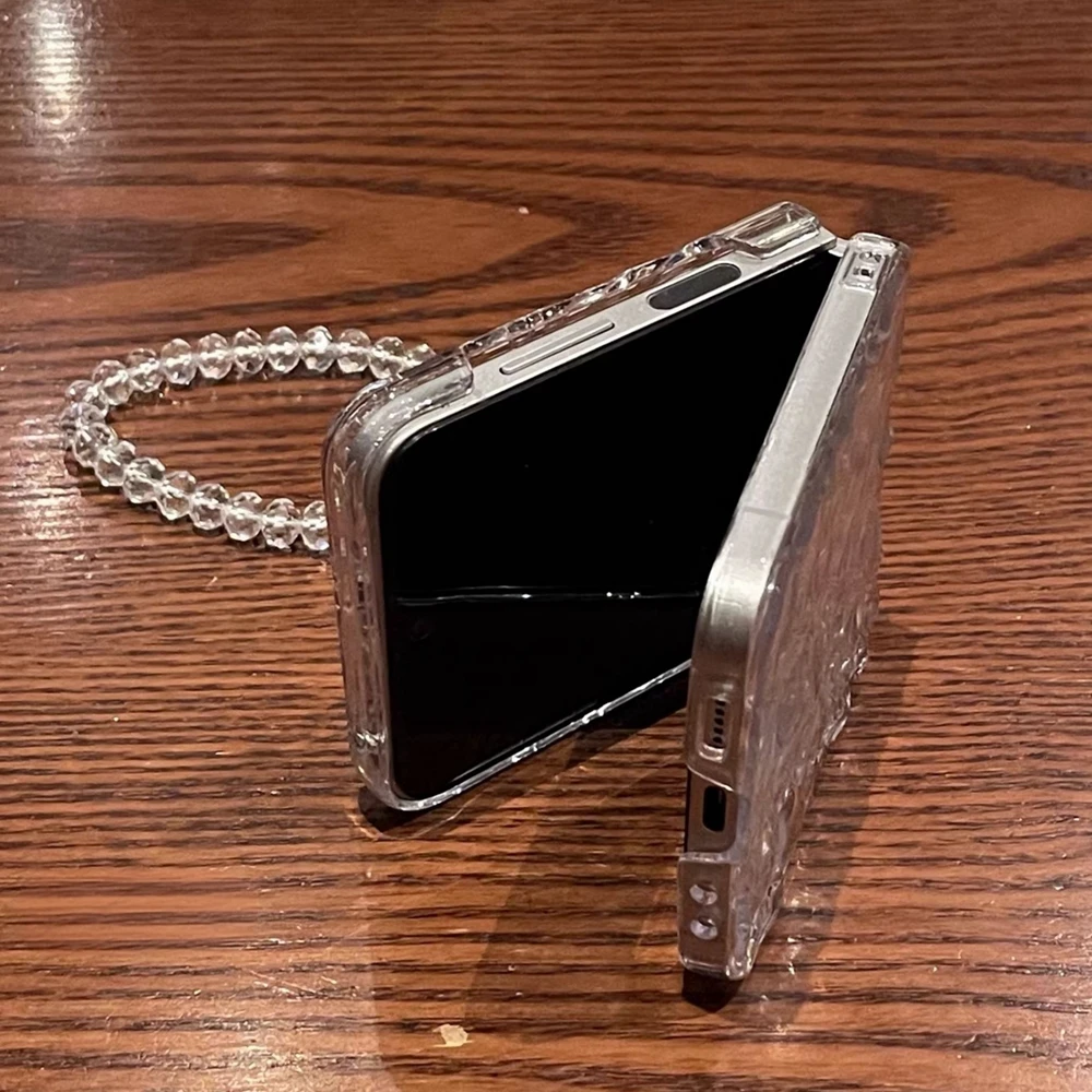 Luxury Water Ripple Clear Soft TPU Case with Bead Bracelet Accents