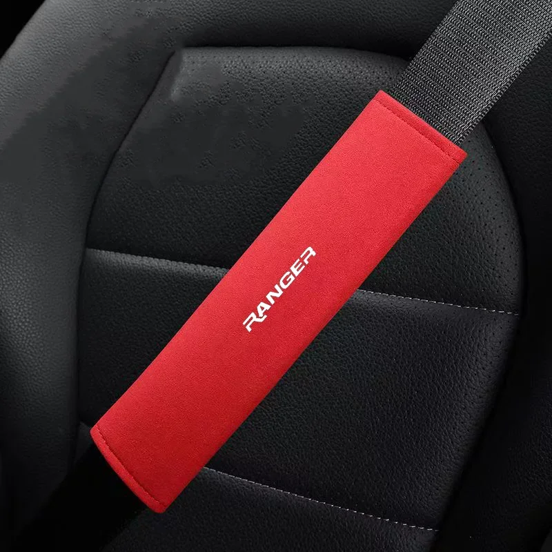 

1PCS Car Safety Belt Ornament Plush Leather Anti-Fur Seatbelt Shoulder Protector For Ford Ranger 2019-2022