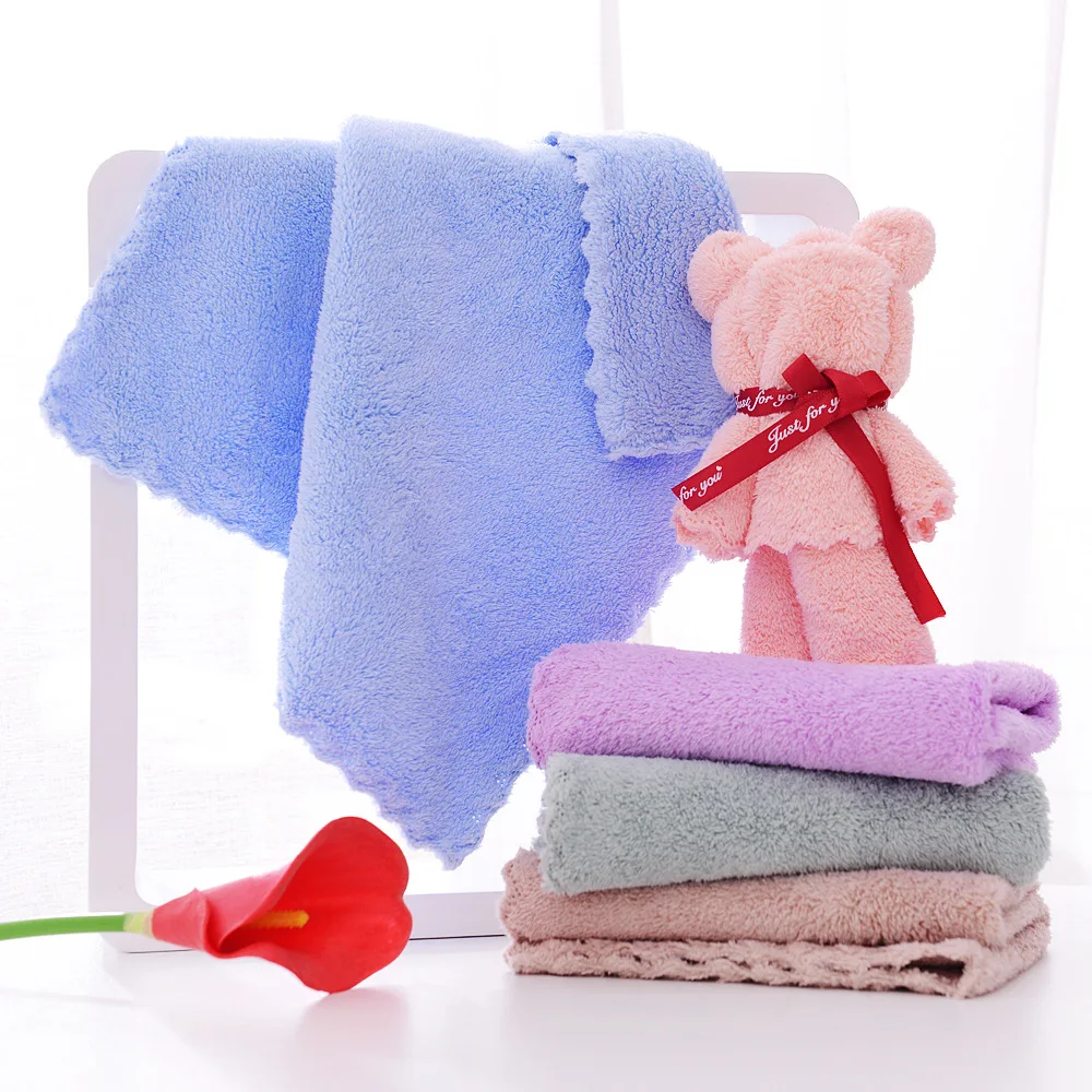 10pcs Coral Velvet Bear Shape Washing Towel Set Baby Shower Gift Hand Towels Home Party Wedding Birthday Gifts for Mother Friend