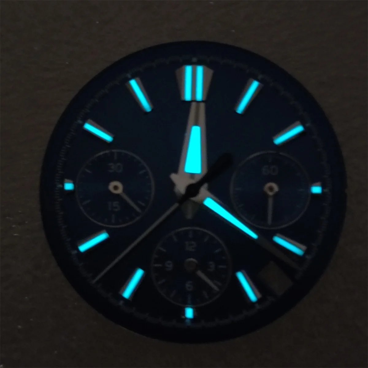 VK63 Watch Dial 29.5mm Ice Blue Luminous BGW9 for VK63 Quartz Hand Movement Accessories Dial Foot Nail 3.0 for Seiko Parts
