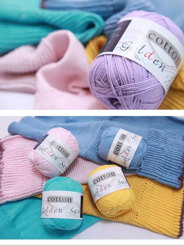 1Pcs 50g Natural 100% Cotton Soft Baby Knitting Yarn Anti-Pilling for Hand Knitting Crochet Yarn 6