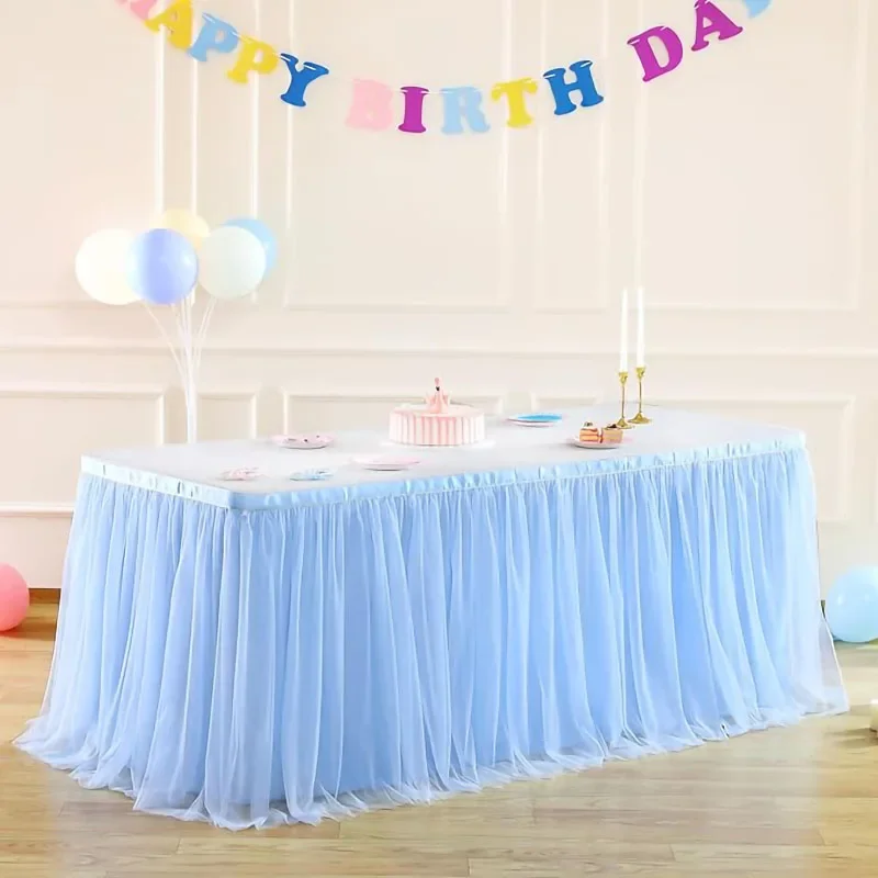 6/9/14FT Table Skirts Birthday Tulle Table Skirting Wedding Party Tutu Tulle Skirt Baby Shower Wedding Party Home Decor