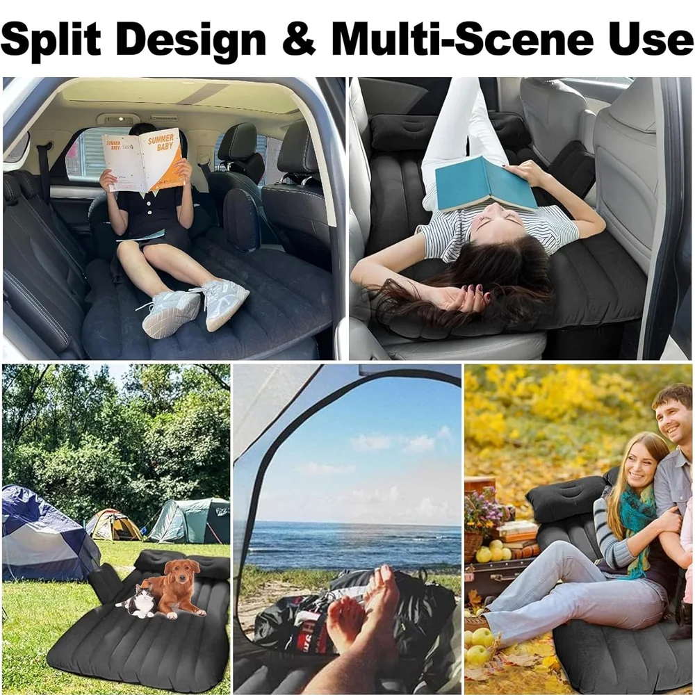 Car Travel Bed Inflatable Travel Bed Home Outdoor Camping Mat Rear Flocking Plus Multifunctional Air Mattress Interior Accessory