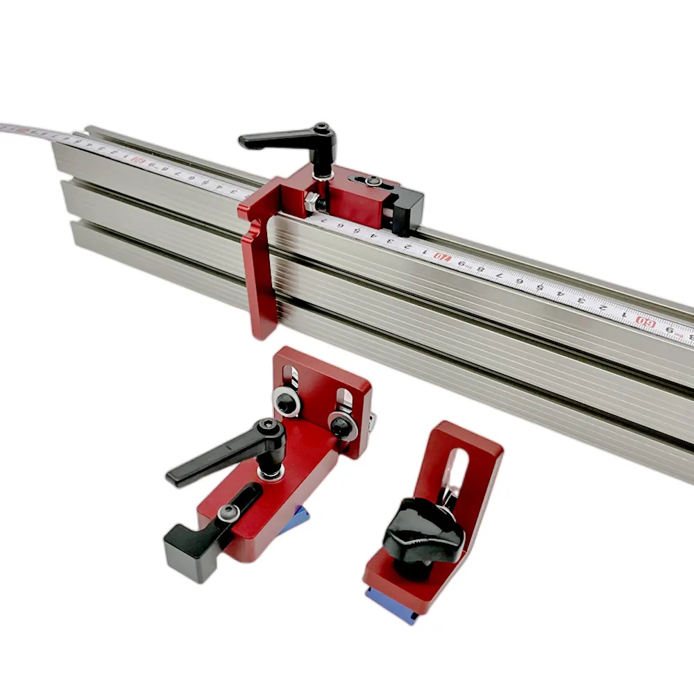 Aluminium Profile Fence Kit Woodworking T-tracks Sliding Brackets with Fence Connector and Track Stopper for Router/Saw Table